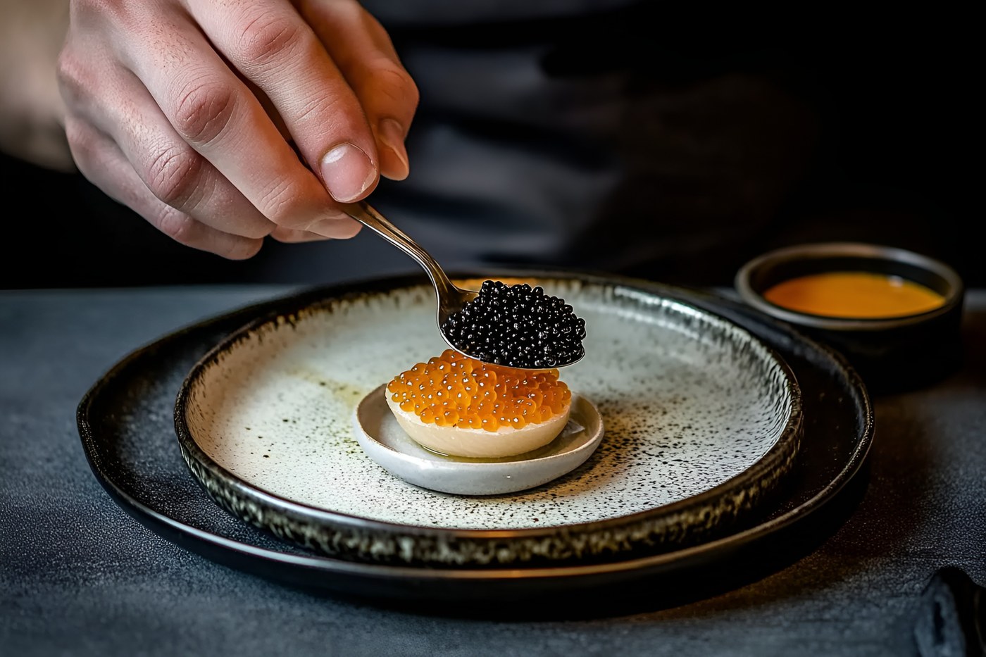 Tobiko-Kaviar Detail – Handwerk am Werk