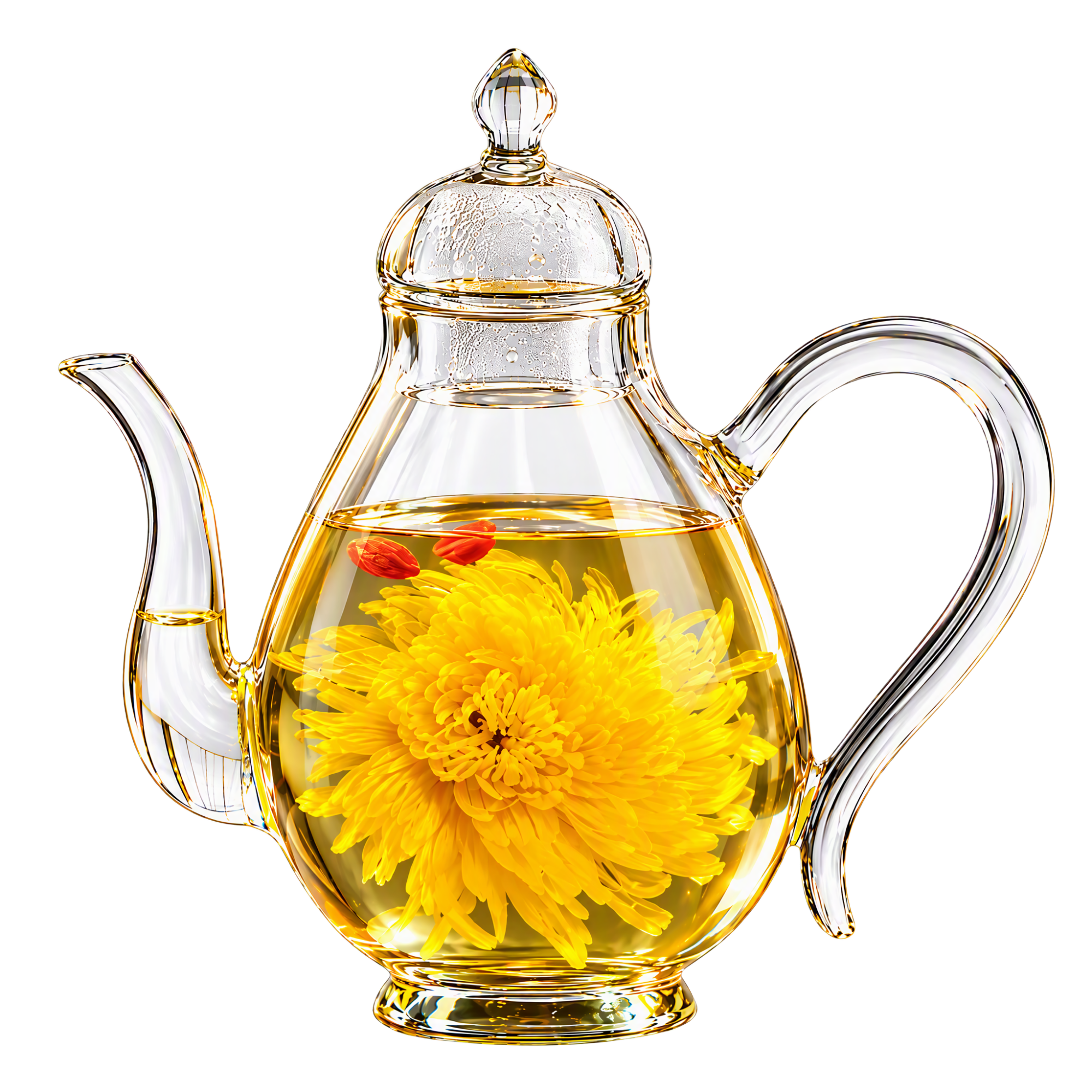 Goldene Kaiserchrysantheme im Glaskrug